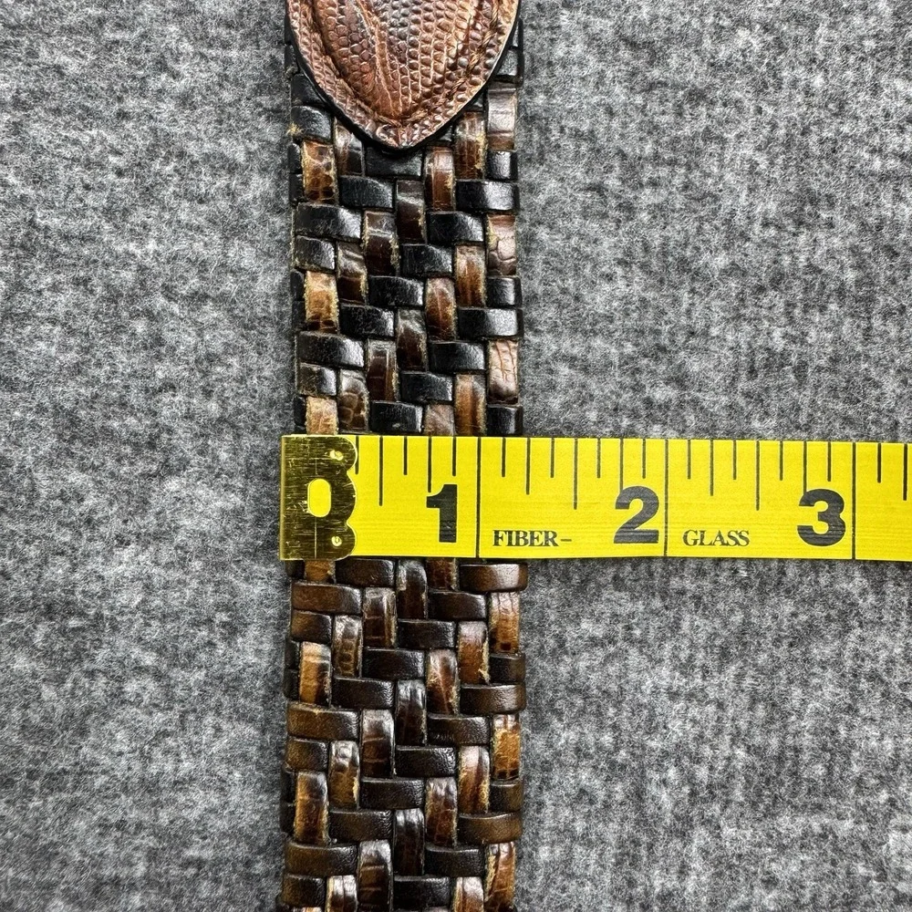 Brighton Brown & Black Leather Braided‎ Belt Size 36 Model P4100 *READ*